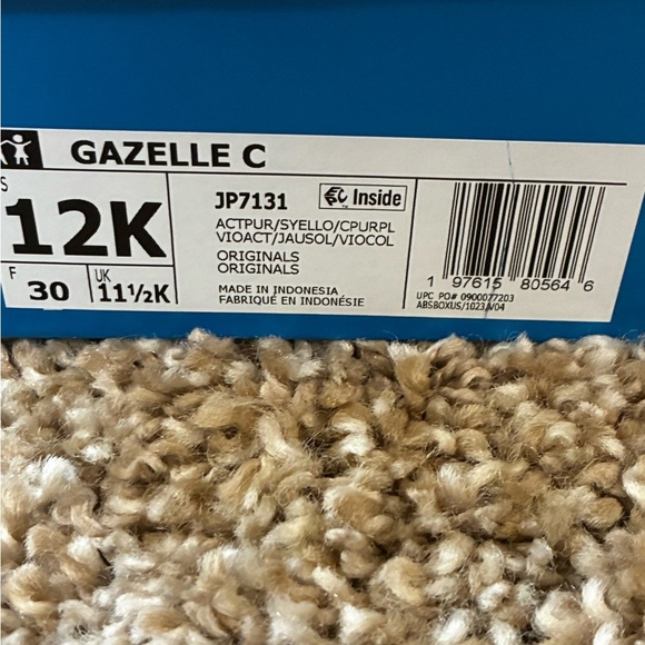 Adidas Gazelle C Kids 12K – Shock Purple & Solar Yellow – New with Box - Picture 10 of 11